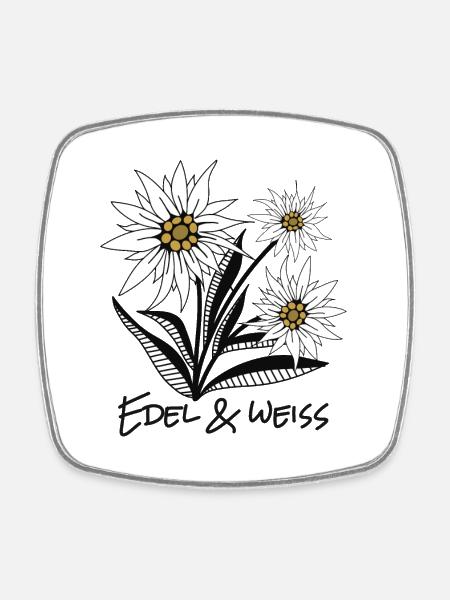 L’edelweiss est noble et blanc - fleur de montagne à la perfection - Magnet carré - blanc