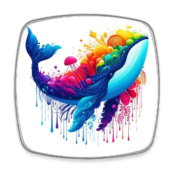 Whale - Square fridge magnet - white - Front