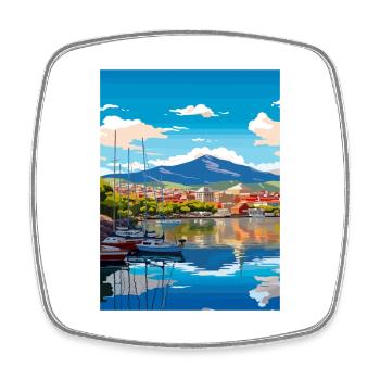 Hobart Australia Au Vintage Reiseposter Souvenir - Viereckiger Kühlschrankmagnet - Weiß - Vorne