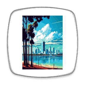 Perth Australie Vintage voyage affiche WPA Souvenir - Magnet carré - blanc - Devant