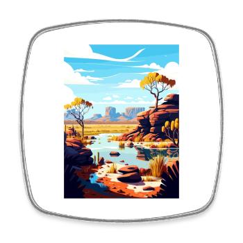 Kakadu Australia Vintage Travel Poster Souvenir - Square fridge magnet - white - Front