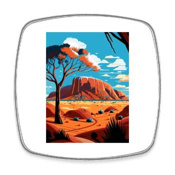 Ulura Australia Vintage Travel Poster WPA Souvenir - Square fridge magnet - white - Front