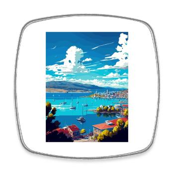 Hobart Australia Vintage Travel Poster Souvenir - Square fridge magnet - white - Front