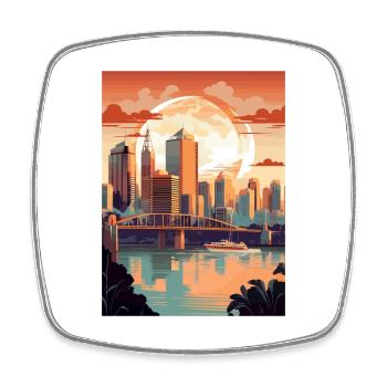 Brisbane Australien Vintage Reiseposter Souvenir - Viereckiger Kühlschrankmagnet - Weiß - Vorne