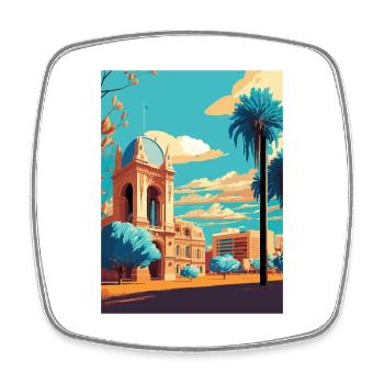 Adelaide Australien Vintage Reiseposter Souvenir - Viereckiger Kühlschrankmagnet - Weiß - Vorne