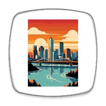 Brisbane Australien Vintage Reiseposter Souvenir - Viereckiger Kühlschrankmagnet - Weiß - Vorne