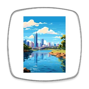 Brisbane Australien Vintage Reiseposter Souvenir - Viereckiger Kühlschrankmagnet - Weiß - Vorne