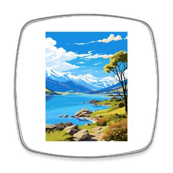 Wanaka Neuseeland Vintage Reiseposter Souvenir - Viereckiger Kühlschrankmagnet - Weiß - Vorne