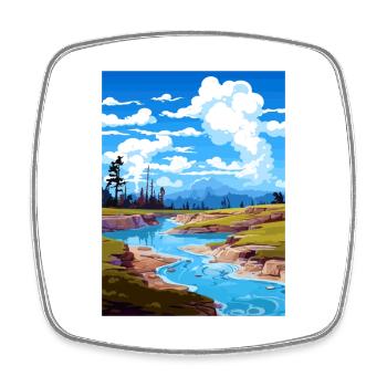 Te Puia New Zealand Vintage Travel Poster Souvenir - Square fridge magnet - white - Front