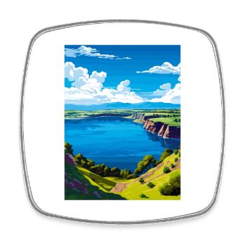 Blue Lake Australia Vintage Travel Poster Souvenir - Square fridge magnet - white - Front