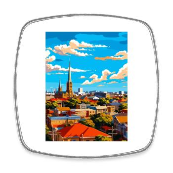 Adelaide Australien Vintage Reiseposter Souvenir - Viereckiger Kühlschrankmagnet - Weiß - Vorne