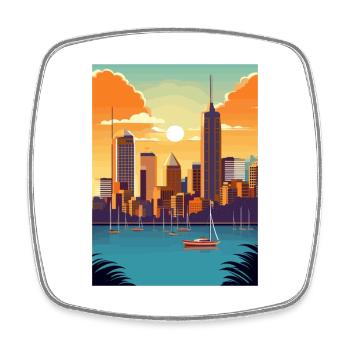 Brisbane Australien Vintage Reiseposter Souvenir - Viereckiger Kühlschrankmagnet - Weiß - Vorne
