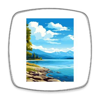 Te Anau New Zealand Vintage Travel Poster Souvenir - Square fridge magnet - white - Front