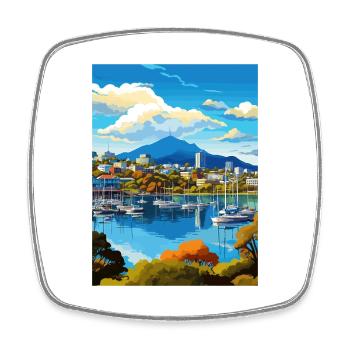 Hobart Australia Au Vintage Reiseposter Souvenir - Viereckiger Kühlschrankmagnet - Weiß - Vorne