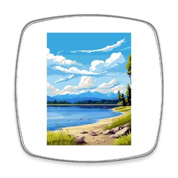 Te Anau New Zealand Vintage Travel Poster Souvenir - Square fridge magnet - white - Front