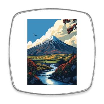 Taranaki Nouvelle-Zélande Vintage voyage affiche WPA Art - Magnet carré - blanc - Devant