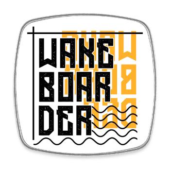 Wave Wakeboard Saying Kitesurfer Water Sports - Square fridge magnet - white - Front