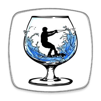 Surfing, Stunt Wakeboard, Kitesurfer, Water Ski - Square fridge magnet - white - Front