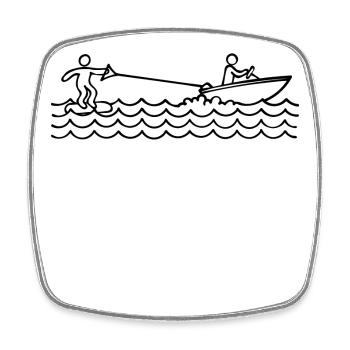 Wave, Water Skiing, Surfing, Wakeboard, Kitesurfer - Square fridge magnet - white - Front