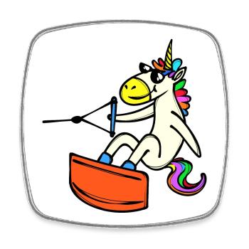 Wakeboard, Stunt, Water Sports, Wakesurfing, Unicorn - Square fridge magnet - white - Front