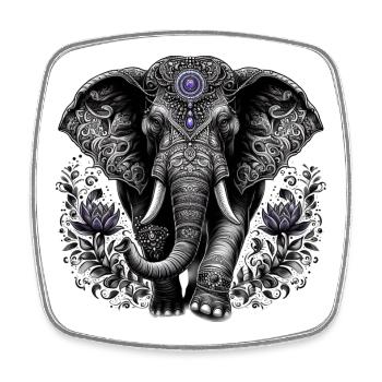 Elefant mit Kopfschmuck - Viereckiger Kühlschrankmagnet - Weiß - Vorne