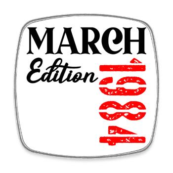 Anniversaire : mars 1984 - 43e anniversaire - Magnet carré - blanc - Devant