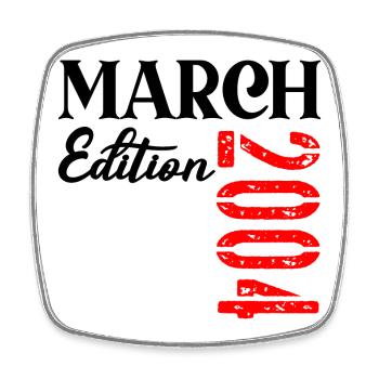 Date de naissance Mars 2004 - 21e anniversaire - Magnet carré - blanc - Devant
