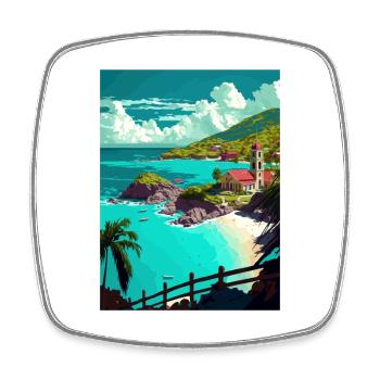 Saint Martin Caraïbes Vintage voyage affiche WPA - Magnet carré - blanc - Devant