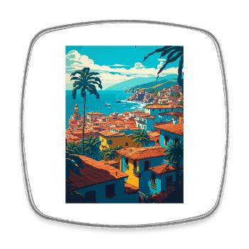 Puerto Vallarta Mexique Vintage voyage affiche WPA - Magnet carré - blanc - Devant