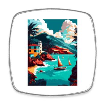 Saint Maarten Caribbean Vintage Travel Poster WPA - Square fridge magnet - white - Front