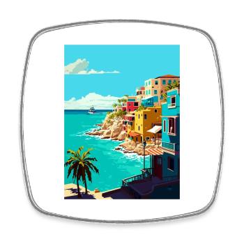 Isla Mujeres Decoration Vintage Travel Poster WPA - Square fridge magnet - white - Front