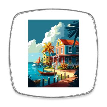 Îles Caïmans Caraïbes Vintage Travel Poster WPA - Magnet carré - blanc - Devant