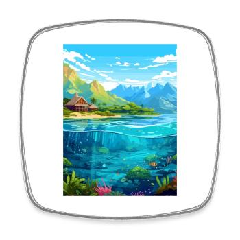 Morea Französisch-Polynesien Vintage Reiseposter WPA - Viereckiger Kühlschrankmagnet - Weiß - Vorne