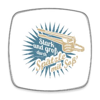 Spätzle mit Soß' - Viereckiger Kühlschrankmagnet - Weiß - Vorne