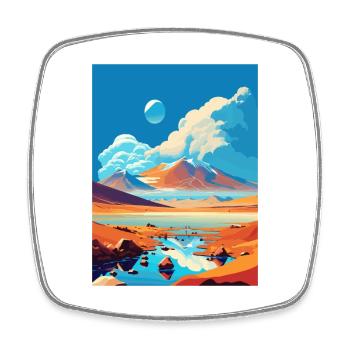 Atacama Wüste Dekoration Vintage Reise Poster - Viereckiger Kühlschrankmagnet - Weiß - Vorne