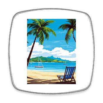 Antigua And Barbuda Caribbean Travel Poster - Square fridge magnet - white - Front
