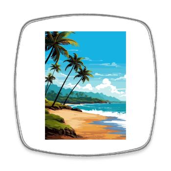 Playa flamant rose Costa Rica Vintage affiche de voyage - Magnet carré - blanc - Devant