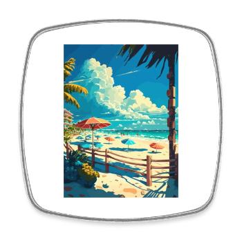 Playa Del Carmen décoration Vintage Affiche de voyage - Magnet carré - blanc - Devant