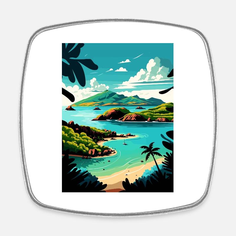 Antigua-et-Barbuda Affiche de voyage dans les Caraïbes - Magnet carré - blanc