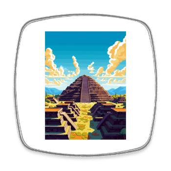 Pyramiden der Sonne Dekoration Reiseposter - Viereckiger Kühlschrankmagnet - Weiß - Vorne