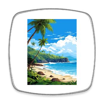 Manuel Antonio Beach Costa Rica Travel Poster - Square fridge magnet - white - Front