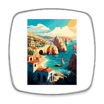Cabo Sans Lucas Dekoration Mexiko Reiseposter - Viereckiger Kühlschrankmagnet - Weiß - Vorne