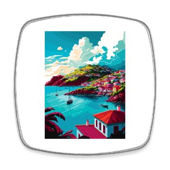 Grenada Karibik Vintage Reiseposter Souvenir - Viereckiger Kühlschrankmagnet - Weiß - Vorne