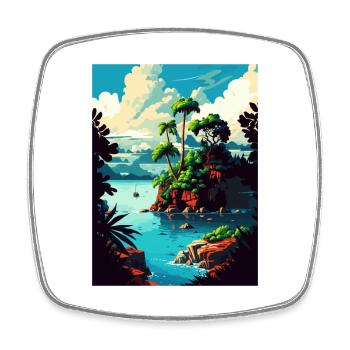 Jamaica Caribbean Vintage Travel Poster Souvenir - Square fridge magnet - white - Front