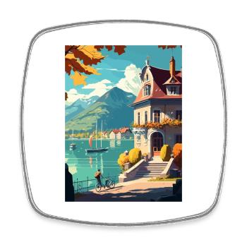 Annecy Décoration Vintage Voyage Poster Souvenir - Magnet carré - blanc - Devant