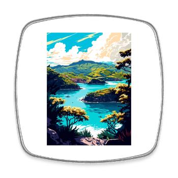 Antigua Caribbean Vintage Travel Poster Souvenir - Square fridge magnet - white - Front