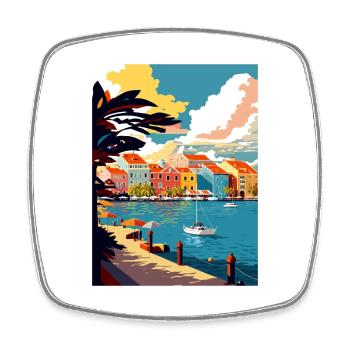 Curaçao Karibik Vintage Reiseposter Souvenir - Viereckiger Kühlschrankmagnet - Weiß - Vorne