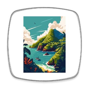Dominica Caribbean Vintage Travel Poster Souvenir - Square fridge magnet - white - Front