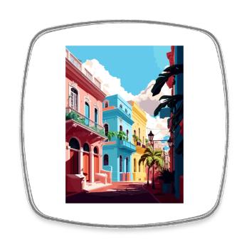 San Juan Caribbean Vintage Travel Poster Souvenir - Square fridge magnet - white - Front