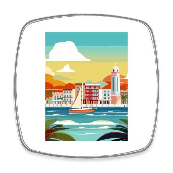 San Juan Caribbean Vintage Travel Poster Souvenir - Square fridge magnet - white - Front